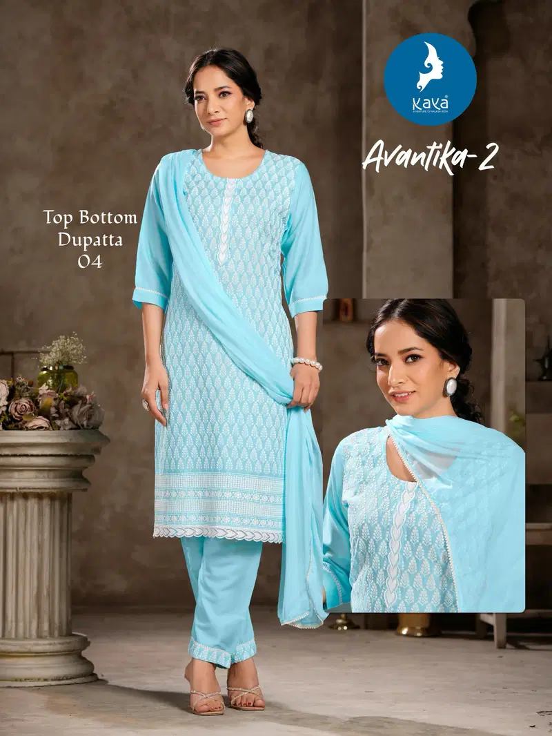 Kaya Avantika 2 Rayon Kurti Pant With Dupatta Collection